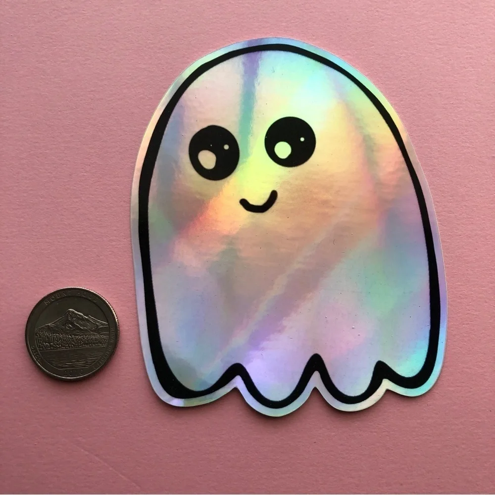 🍒 5/$25 🍒 Large Holographic Ghost Sticker | Vinyl